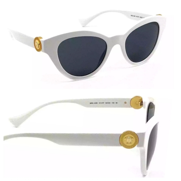 Versace Accessories - VERSACE White Cat Eye Sunglasses VE4435 Medusa Logo Retro